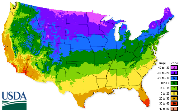 Plant Hardiness Zone Map (USDA)