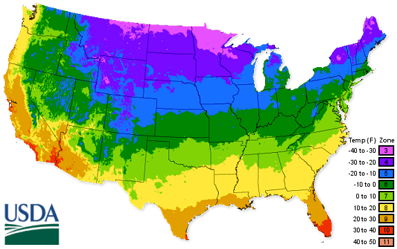 Plant Hardiness Zone Map (USDA)